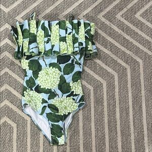 Source Unknown Green Floral Off-Shoulder Swimsuits